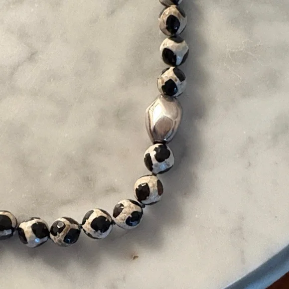 Simon Sebbag Black White Tortoise Sterling Beaded Necklace
